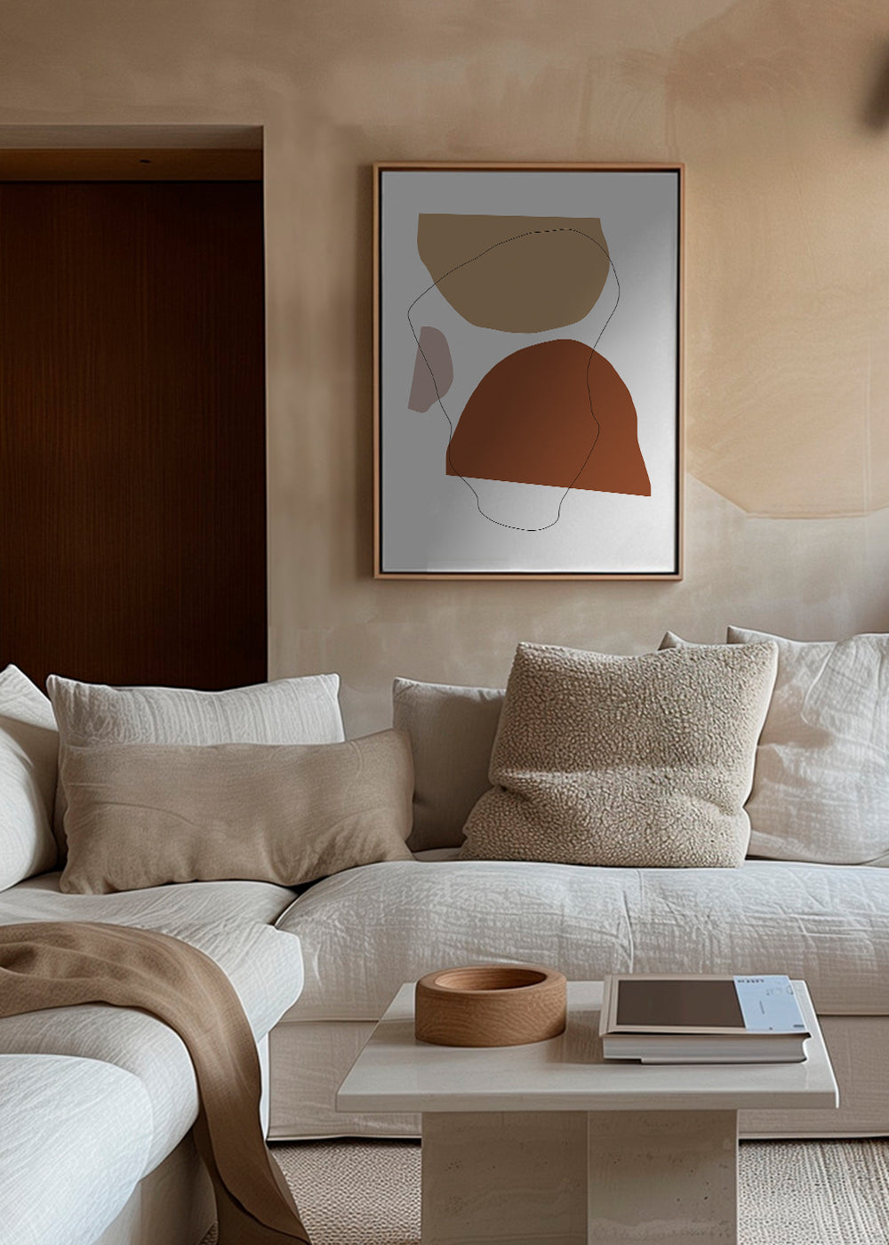 Abstrakt billede terracotta og beige
