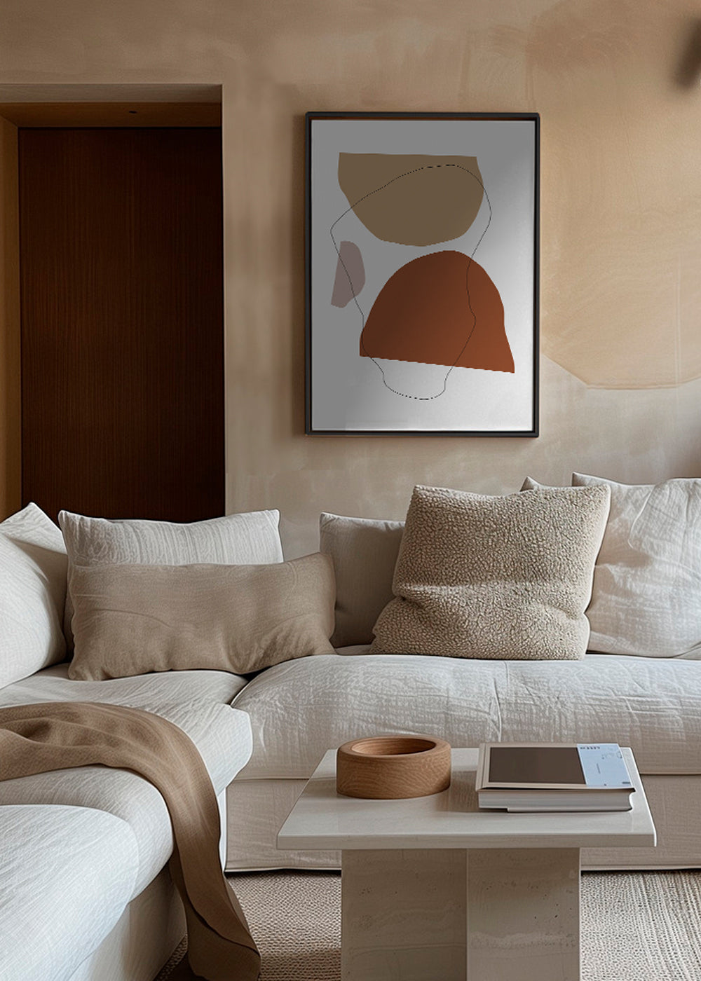 Abstrakt billede terracotta og beige