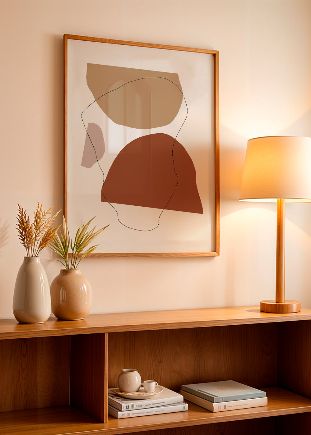 Abstrakt billede terracotta og beige