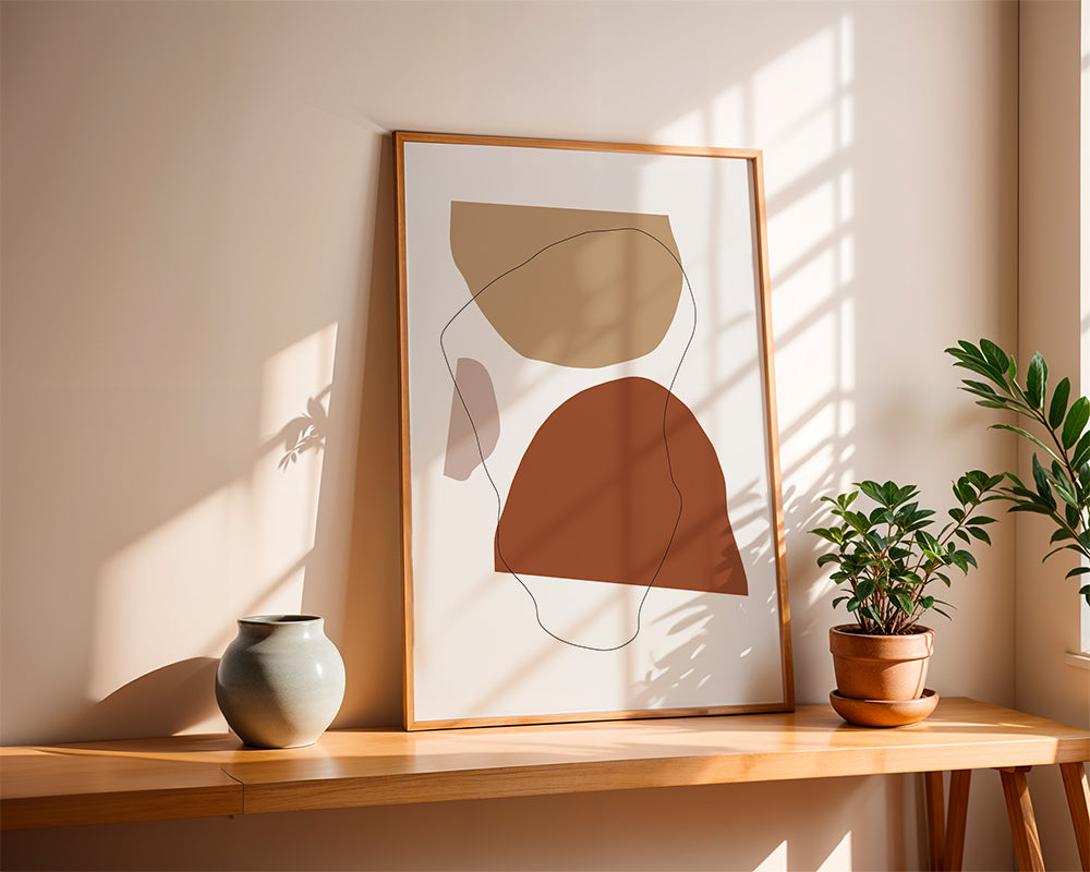Abstrakt billede terracotta og beige