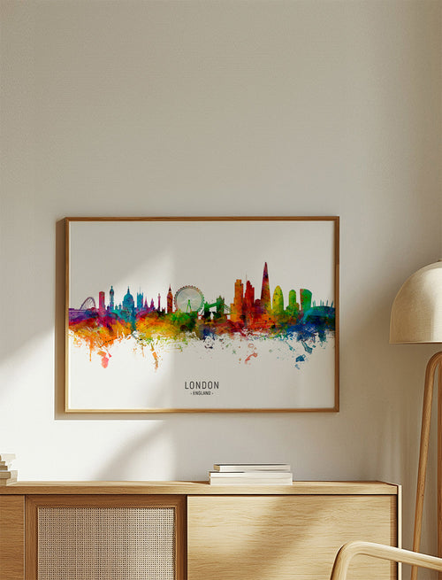 Køkkenkunst: Londons skyline flerfarvet