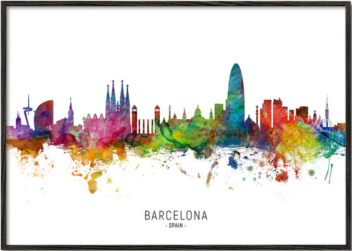Køkkenkunst: Barcelona skyline akvarel