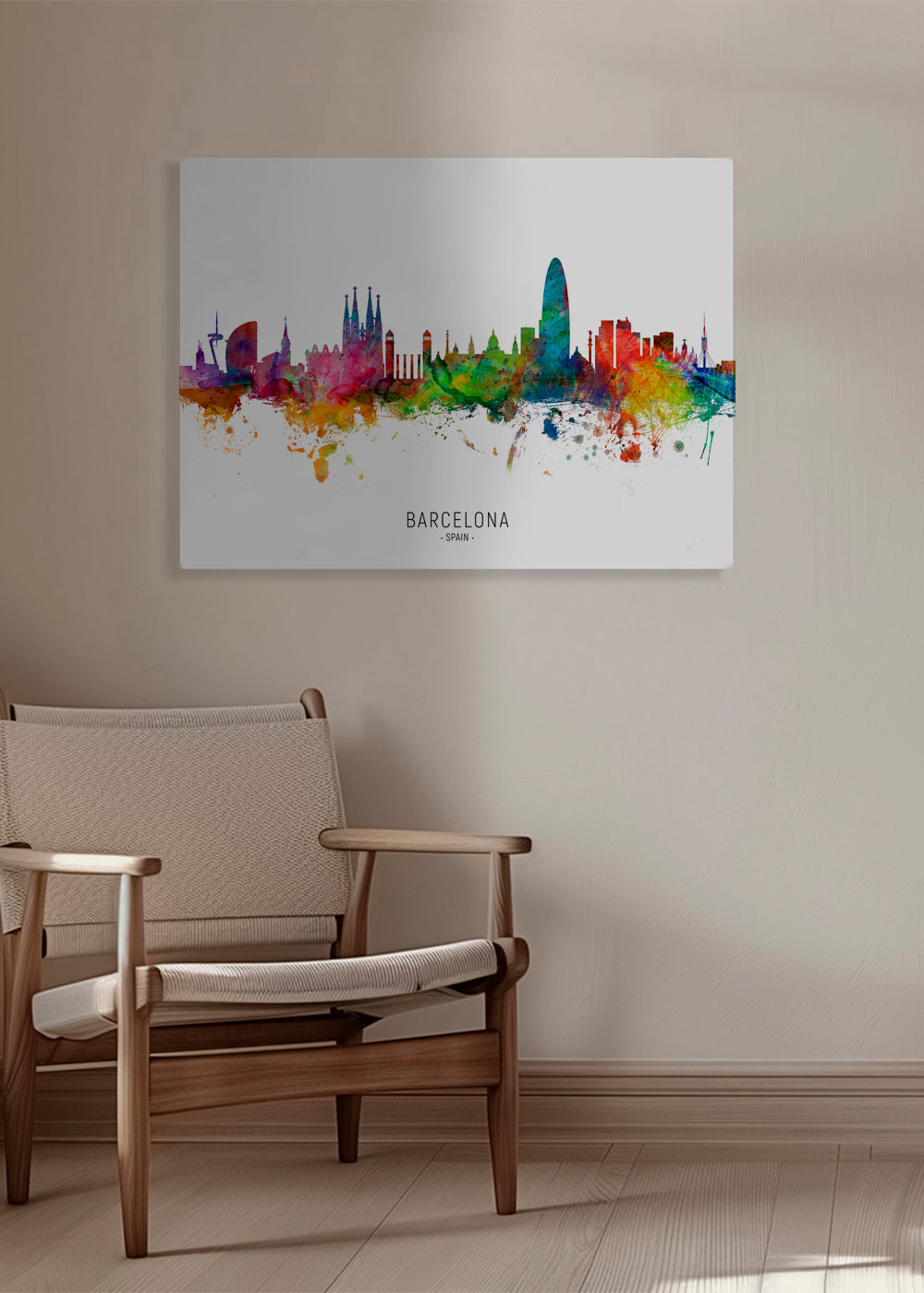 Køkkenkunst: Barcelona skyline akvarel