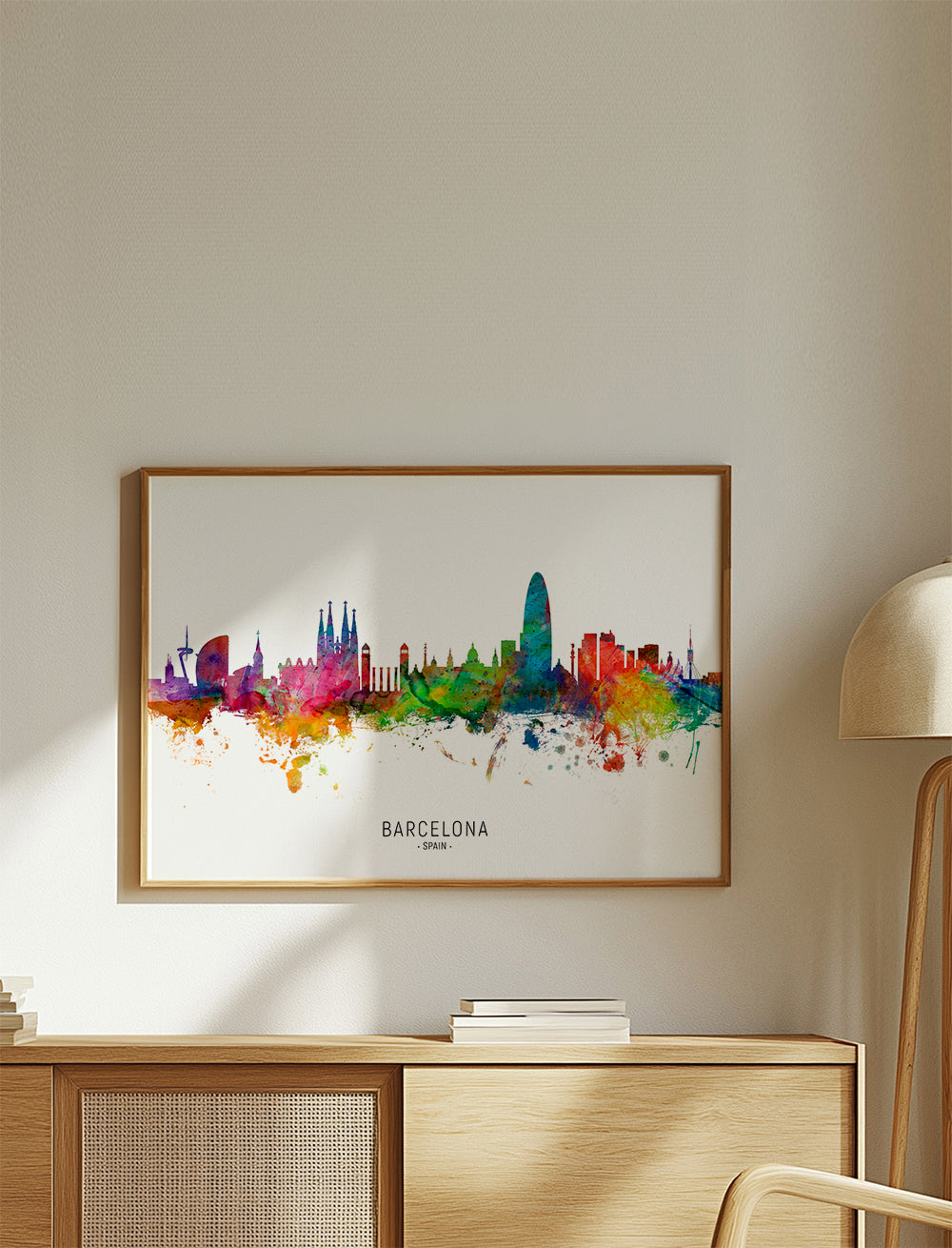 Køkkenkunst: Barcelona skyline akvarel