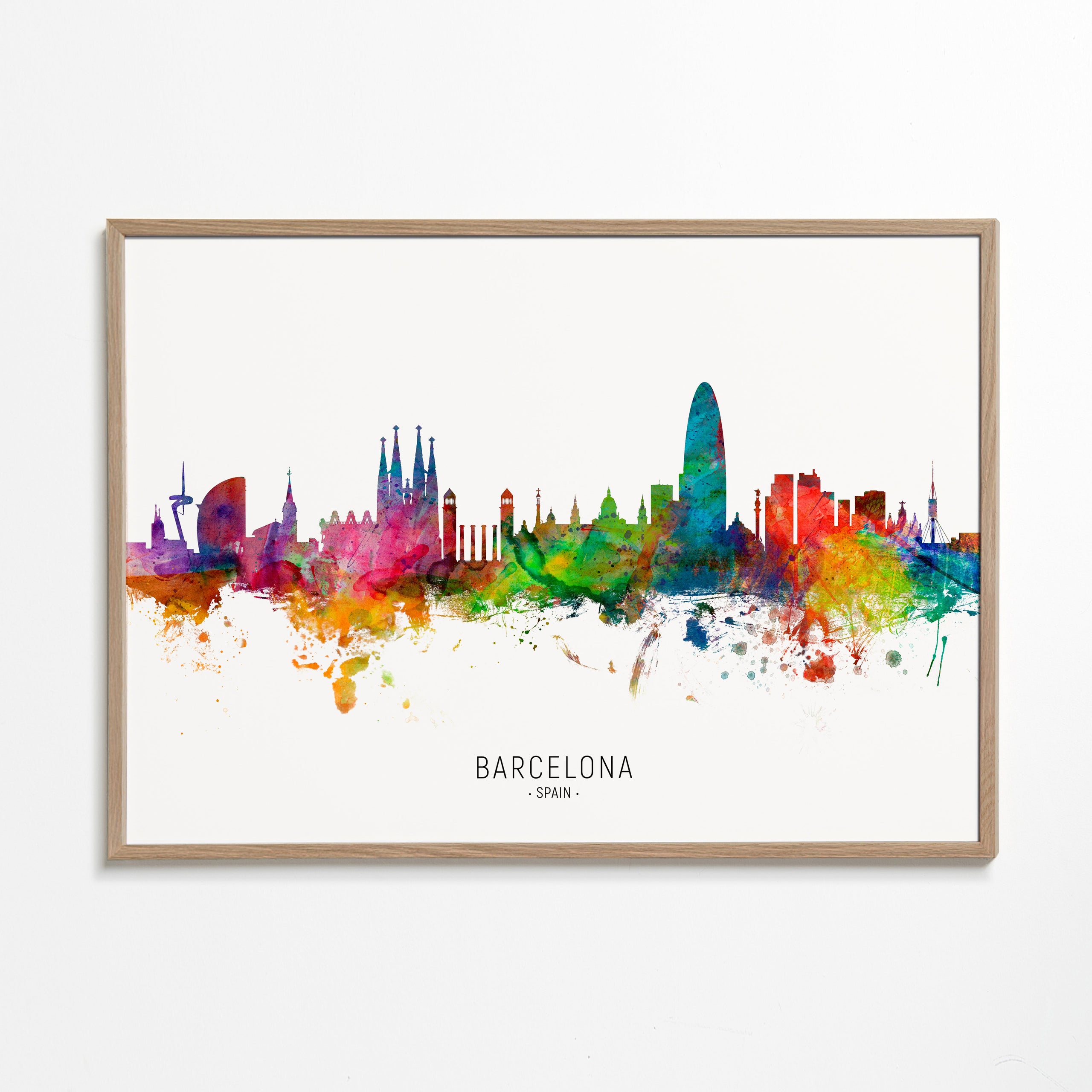 Køkkenkunst: Barcelona skyline akvarel