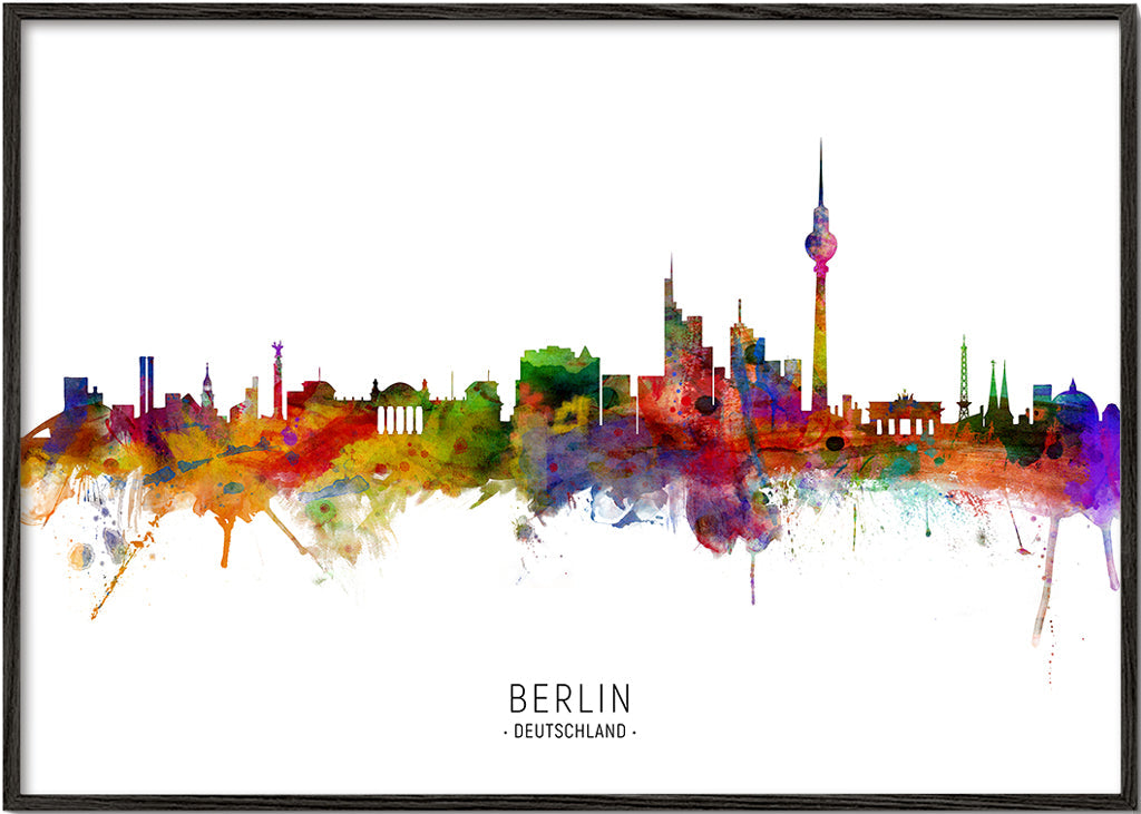 Rejseplakat Berlin skyline akvarel