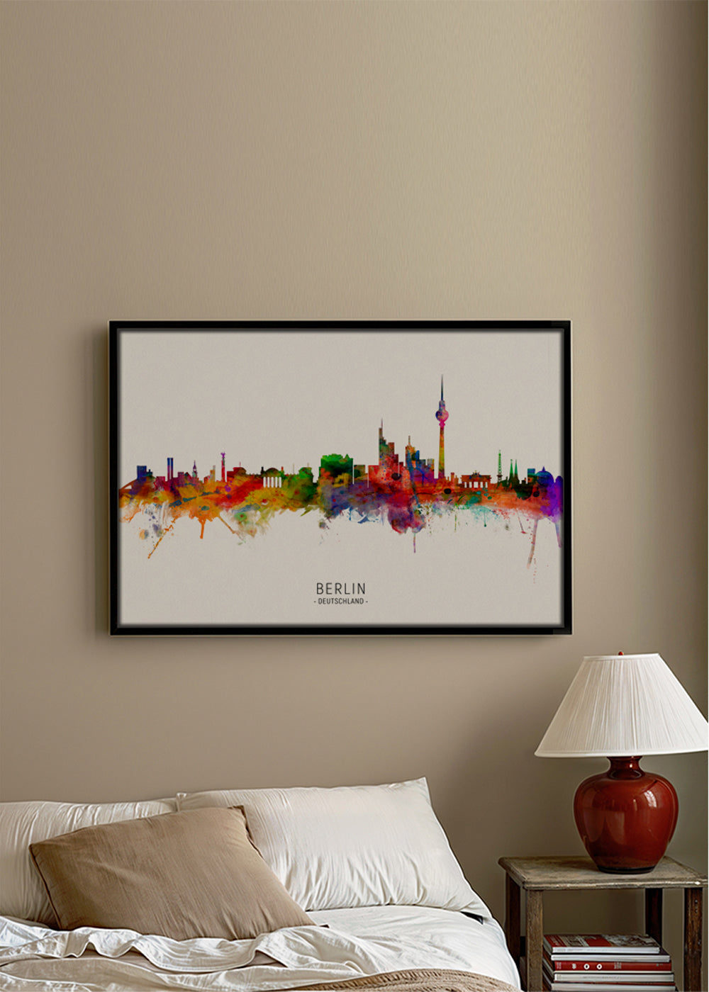 Rejseplakat Berlin skyline akvarel