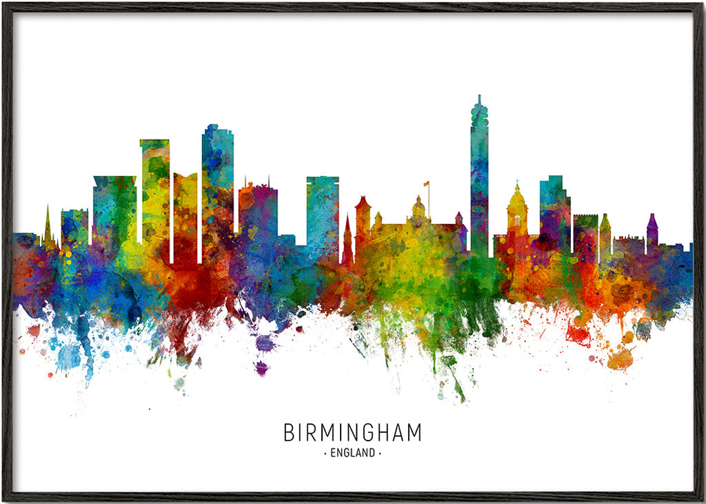 Bybillede Birmingham akvarel farvesprøjt