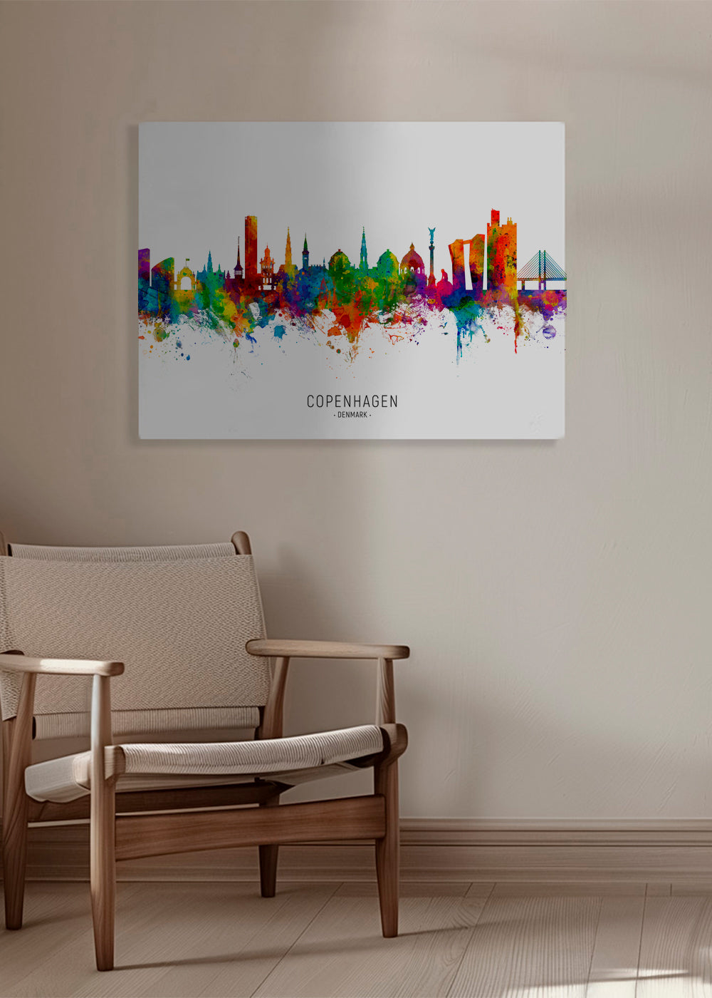 Køkkenkunst Københavns skyline akvarel