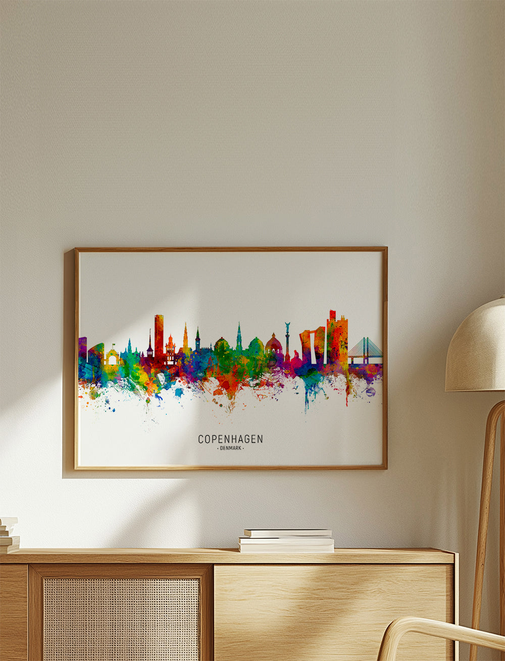 Køkkenkunst Københavns skyline akvarel