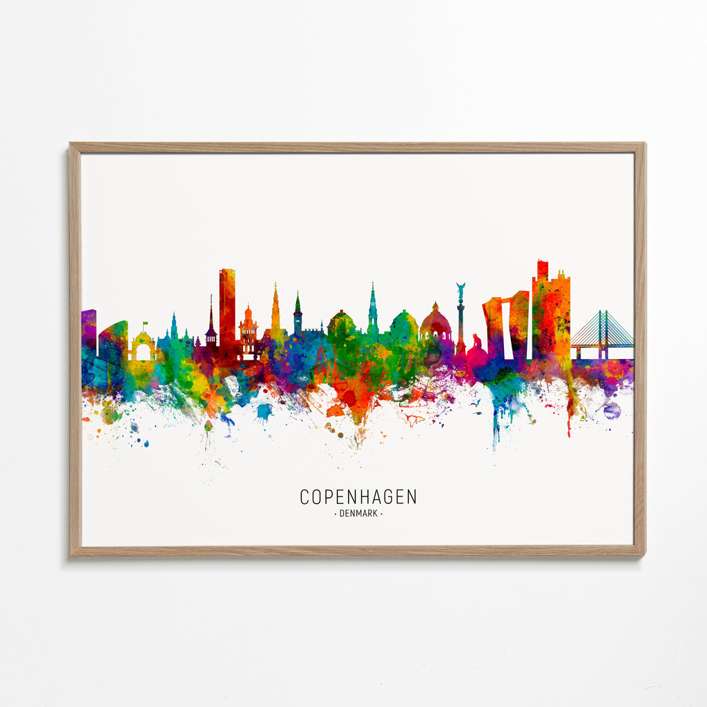 Køkkenkunst Københavns skyline akvarel