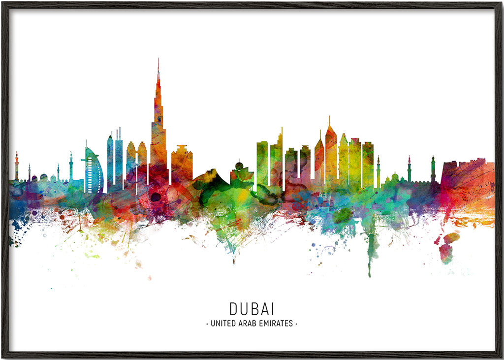 Bybillede Dubai skyline akvarel