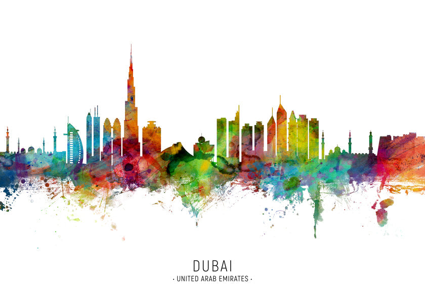 Bybillede Dubai skyline akvarel