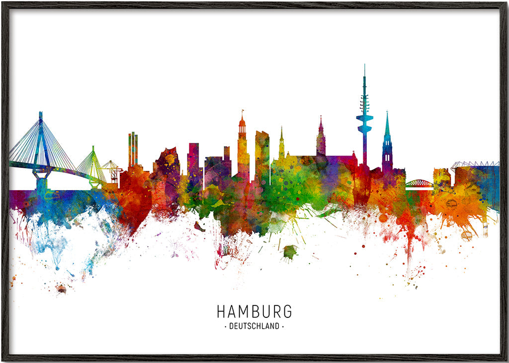Bybillede Hamburg skyline i farver