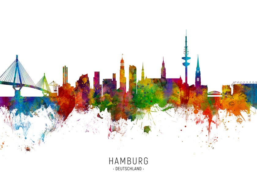 Bybillede Hamburg skyline i farver