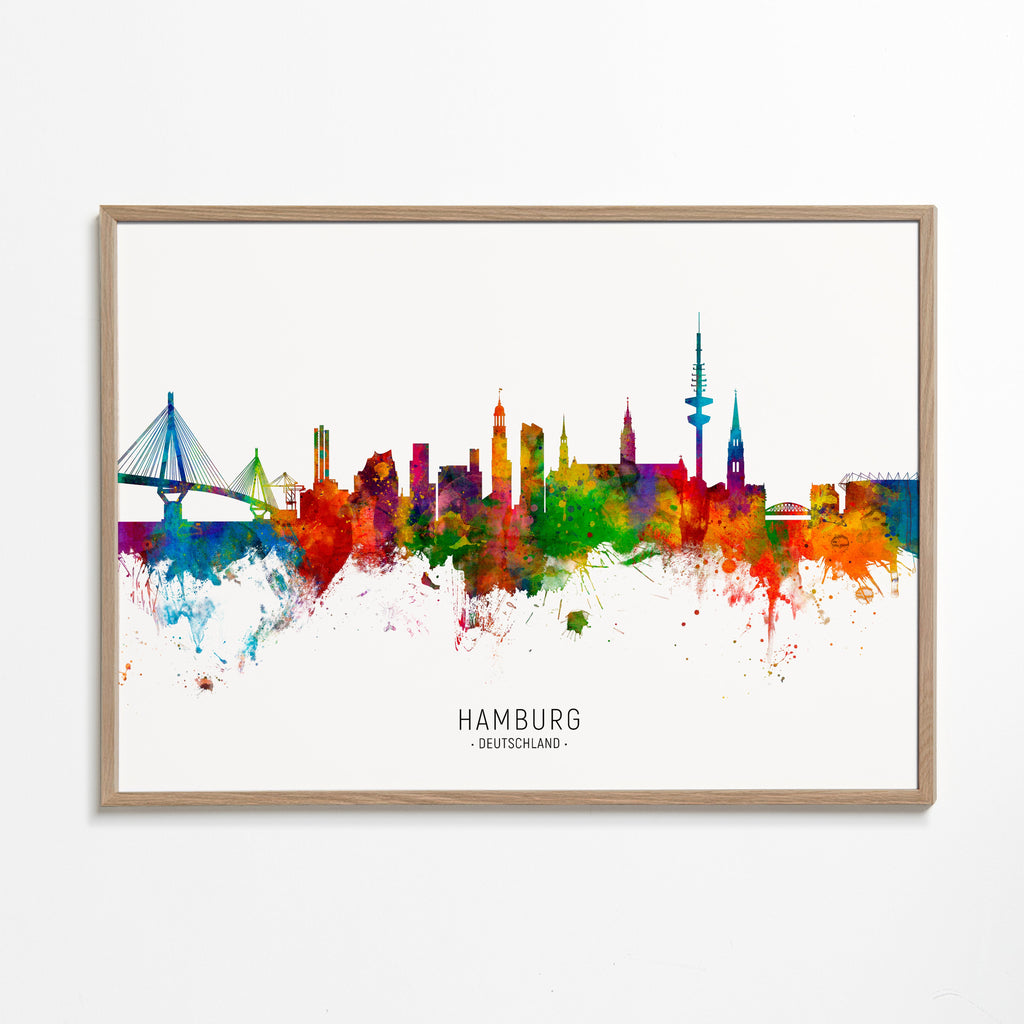 Bybillede Hamburg skyline i farver
