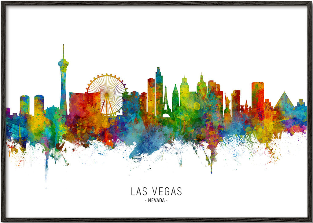 Las Vegas skyline akvarel byplakat