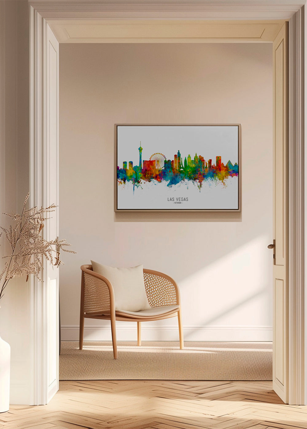 Las Vegas skyline akvarel byplakat