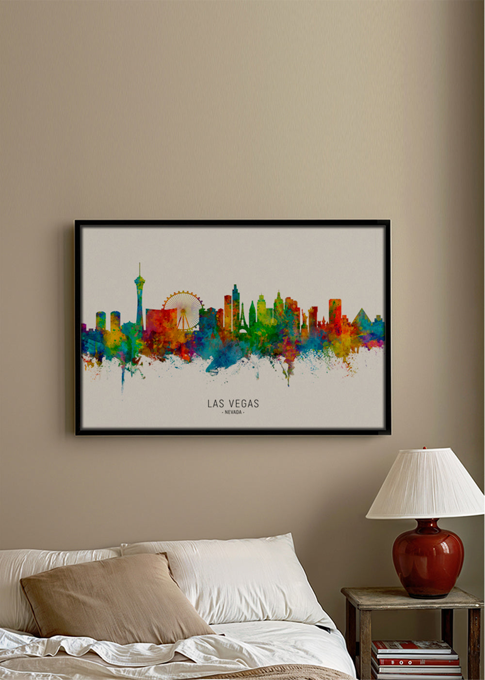 Las Vegas skyline akvarel byplakat