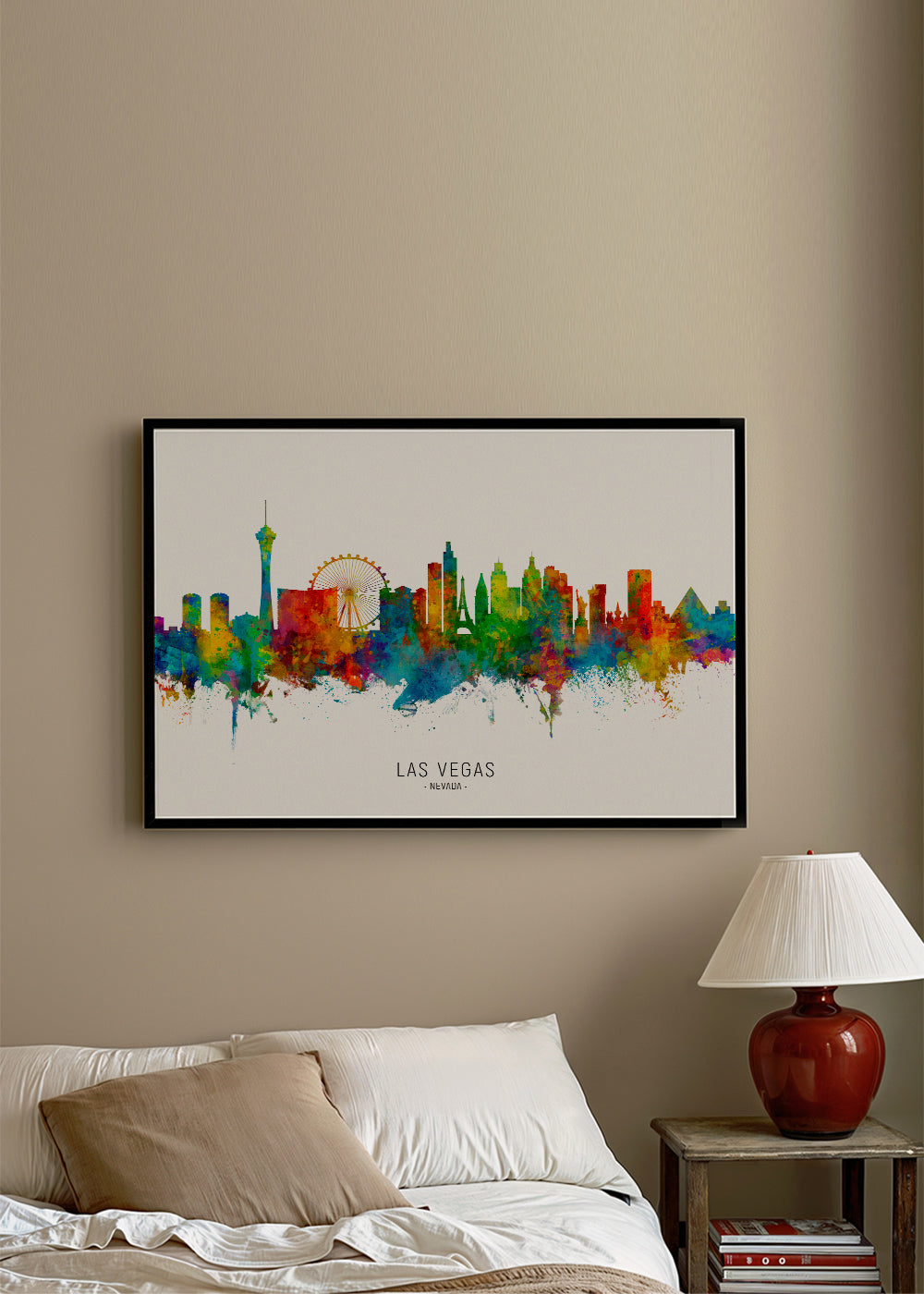 Las Vegas skyline akvarel byplakat