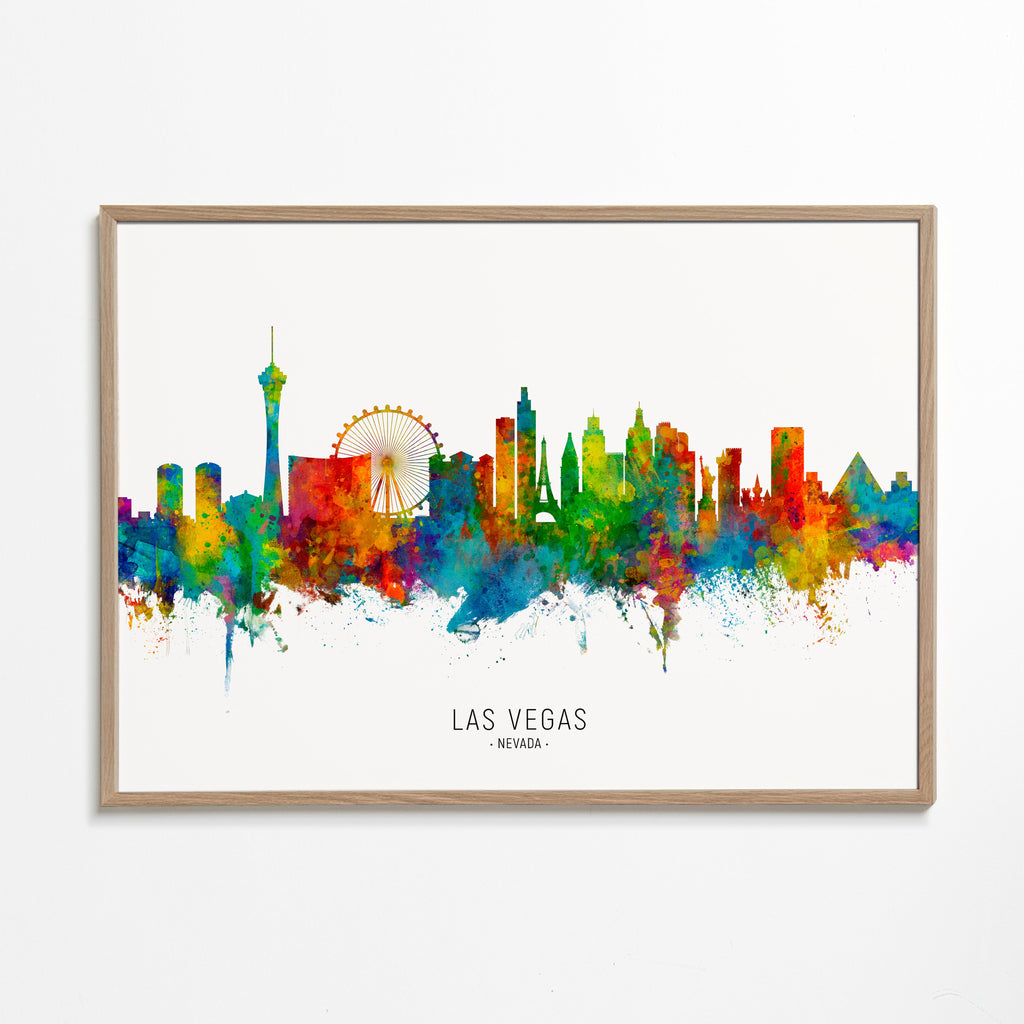 Las Vegas skyline akvarel byplakat