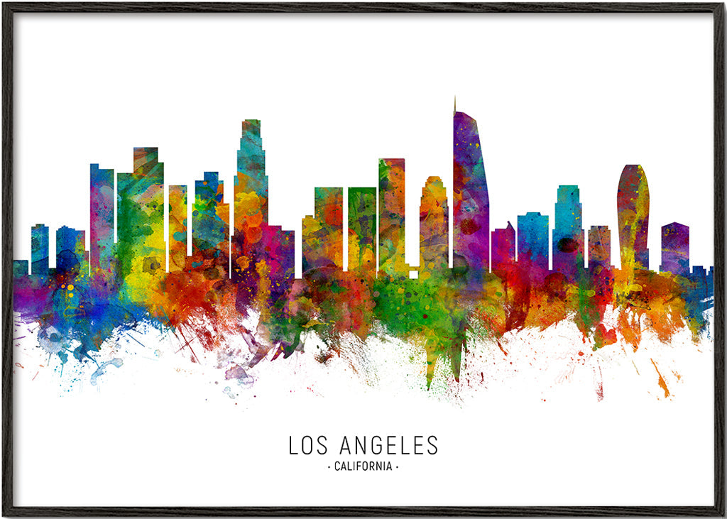 Rejseplakat: Los Angeles skyline i flere farver