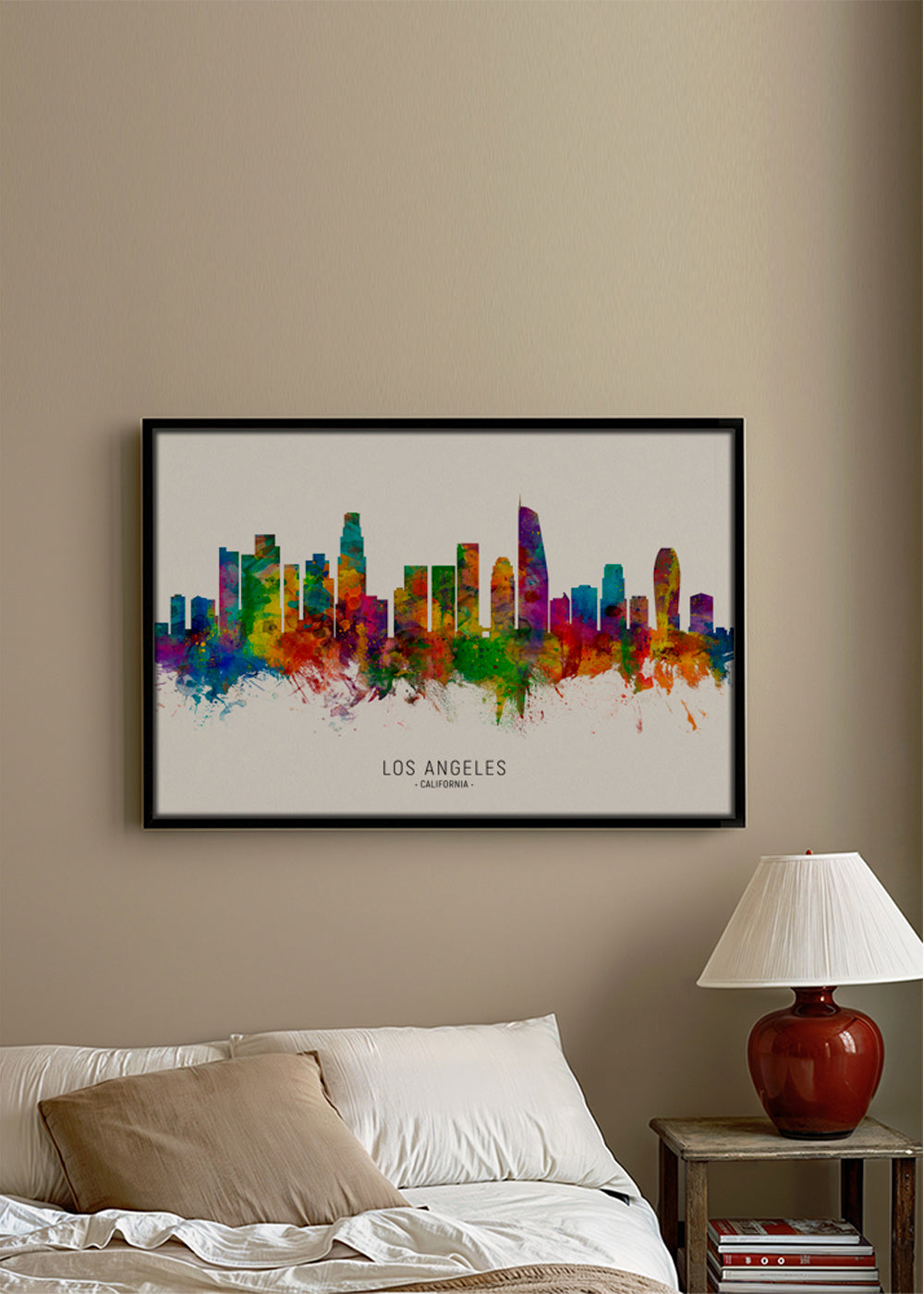 Rejseplakat: Los Angeles skyline i flere farver