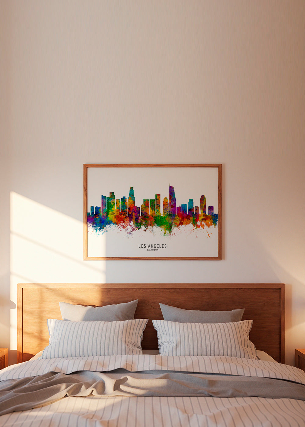 Rejseplakat: Los Angeles skyline i flere farver
