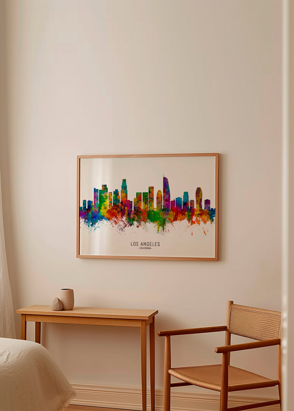 Rejseplakat: Los Angeles skyline i flere farver