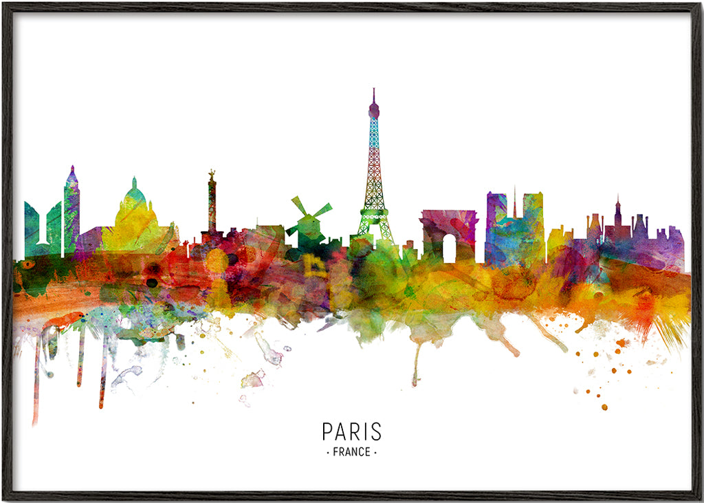 Køkkenkunst: Paris skyline i akvarel