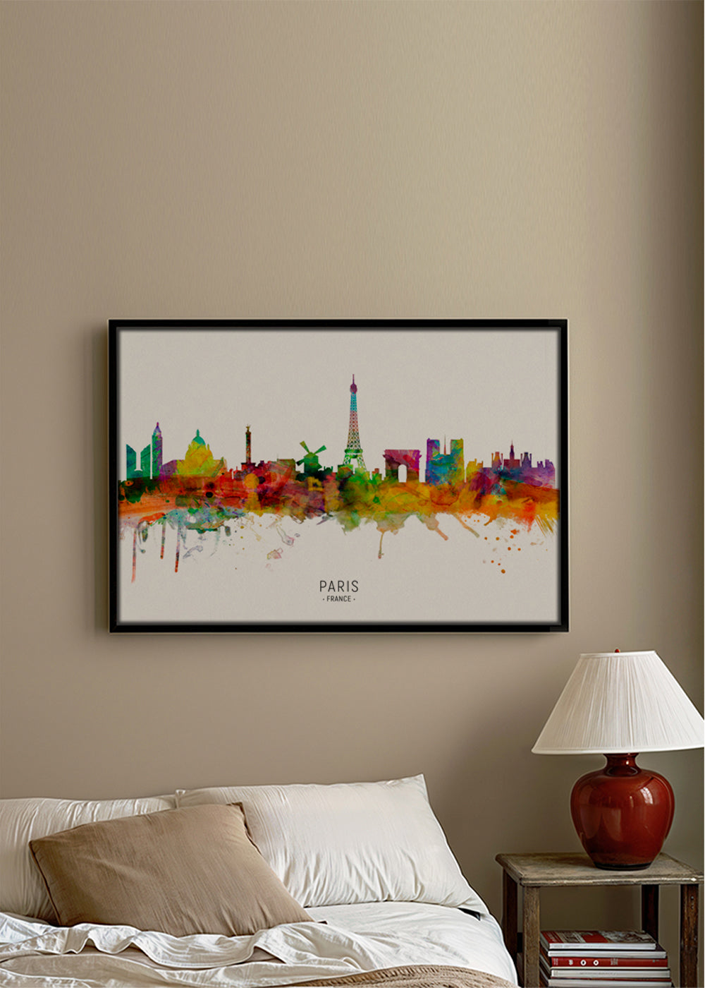 Køkkenkunst: Paris skyline i akvarel