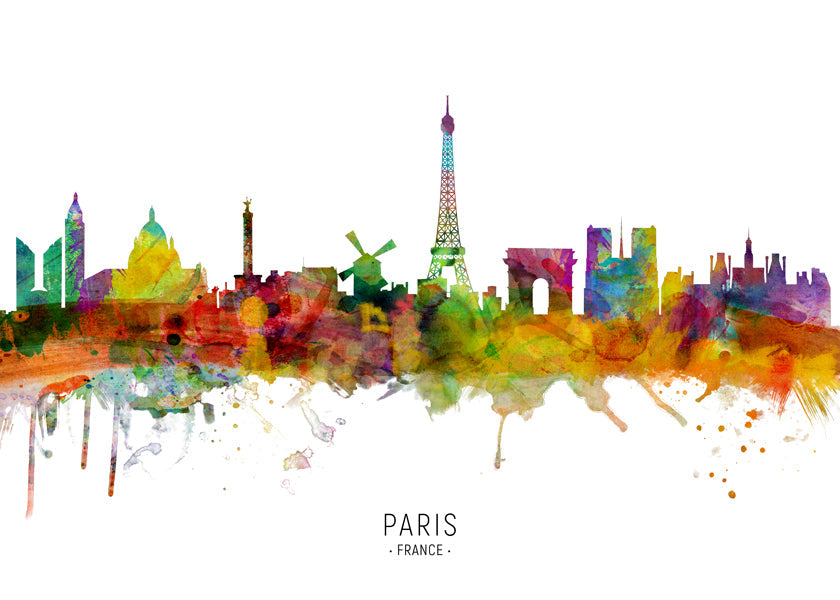 Køkkenkunst: Paris skyline i akvarel