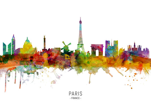 Køkkenkunst: Paris skyline i akvarel