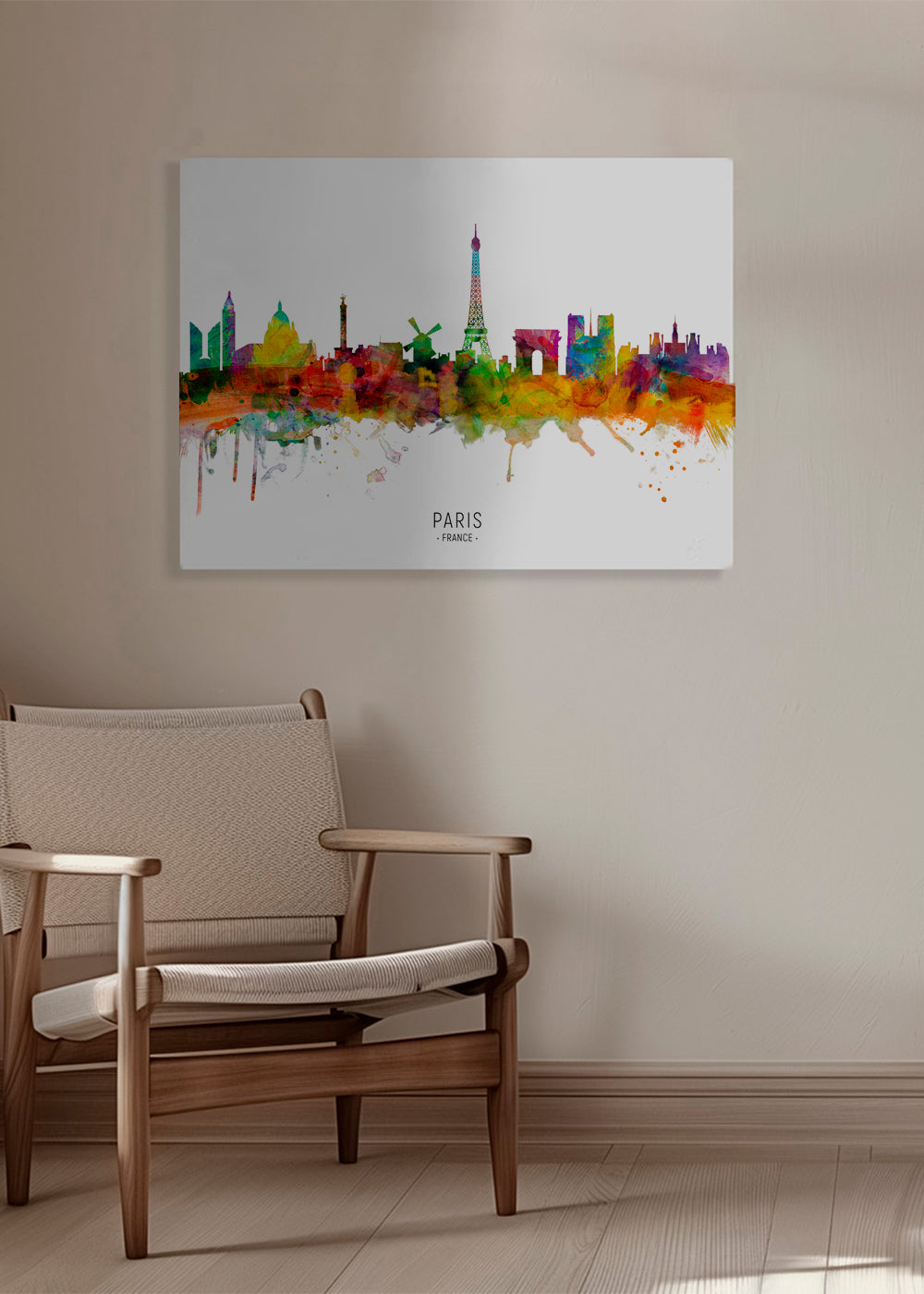 Køkkenkunst: Paris skyline i akvarel
