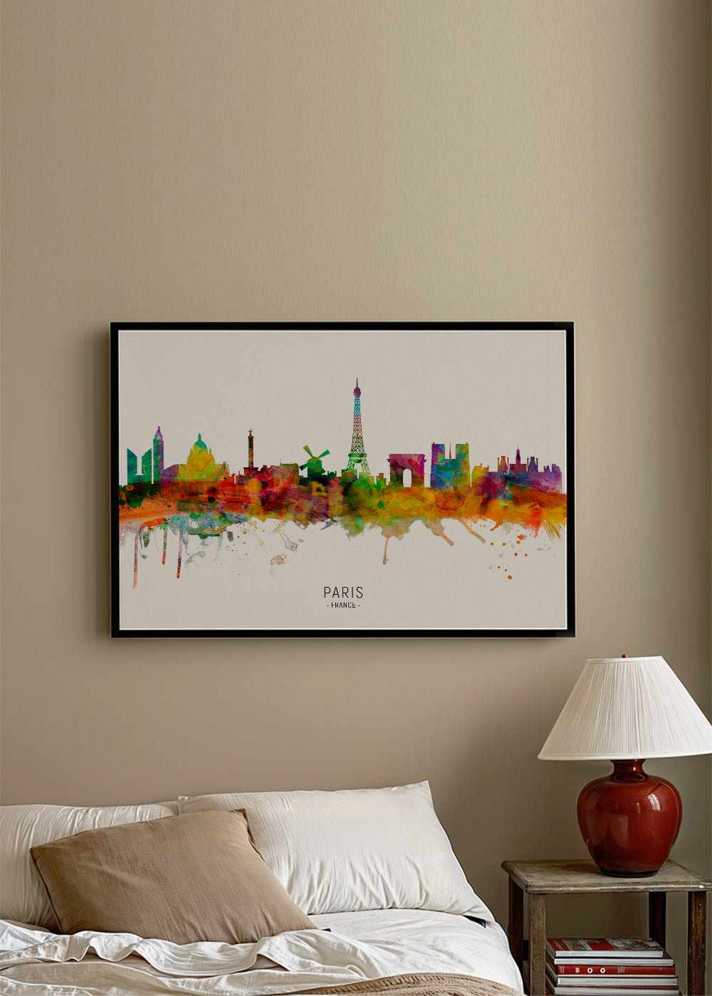 Køkkenkunst: Paris skyline i akvarel