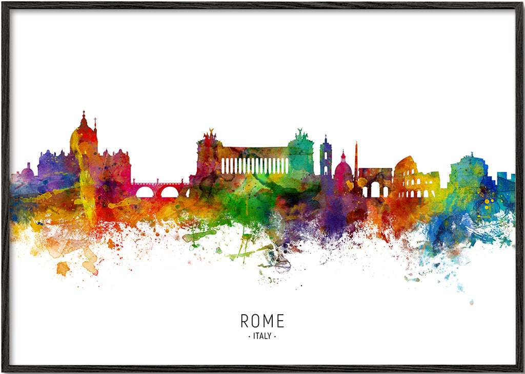 Rejseplakat: Rom skyline akvarel