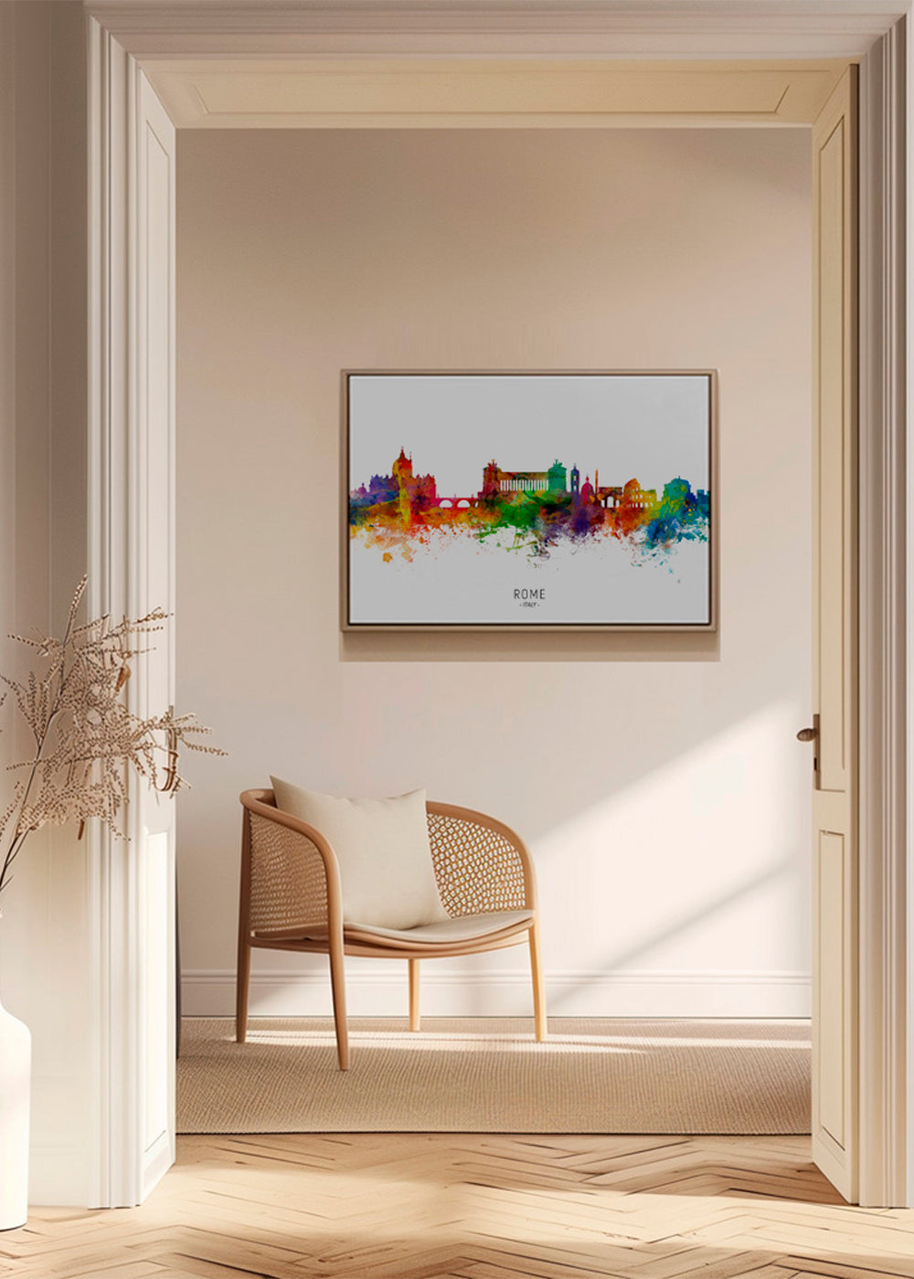 Rejseplakat: Rom skyline akvarel