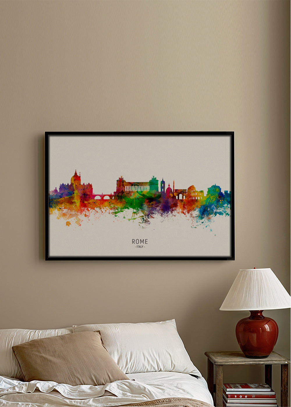 Rejseplakat: Rom skyline akvarel