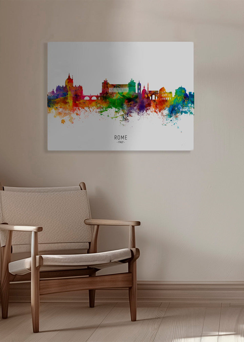 Rejseplakat: Rom skyline akvarel