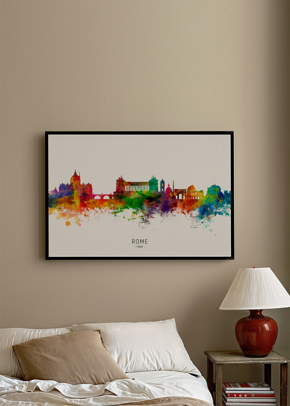 Rejseplakat: Rom skyline akvarel