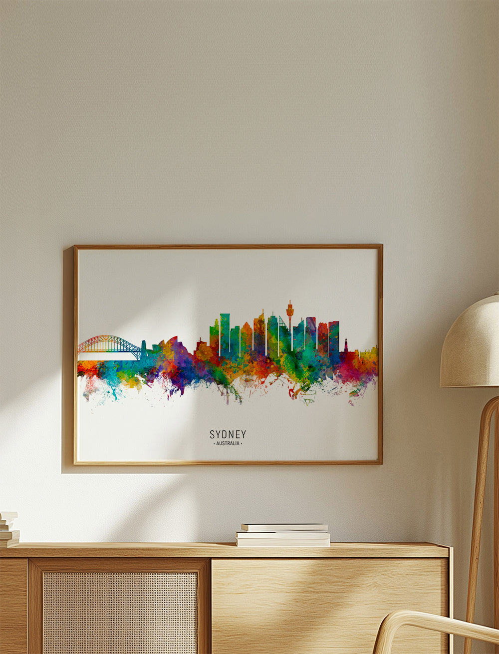 Køkkenkunst: Sydney skyline akvarel i mange farver