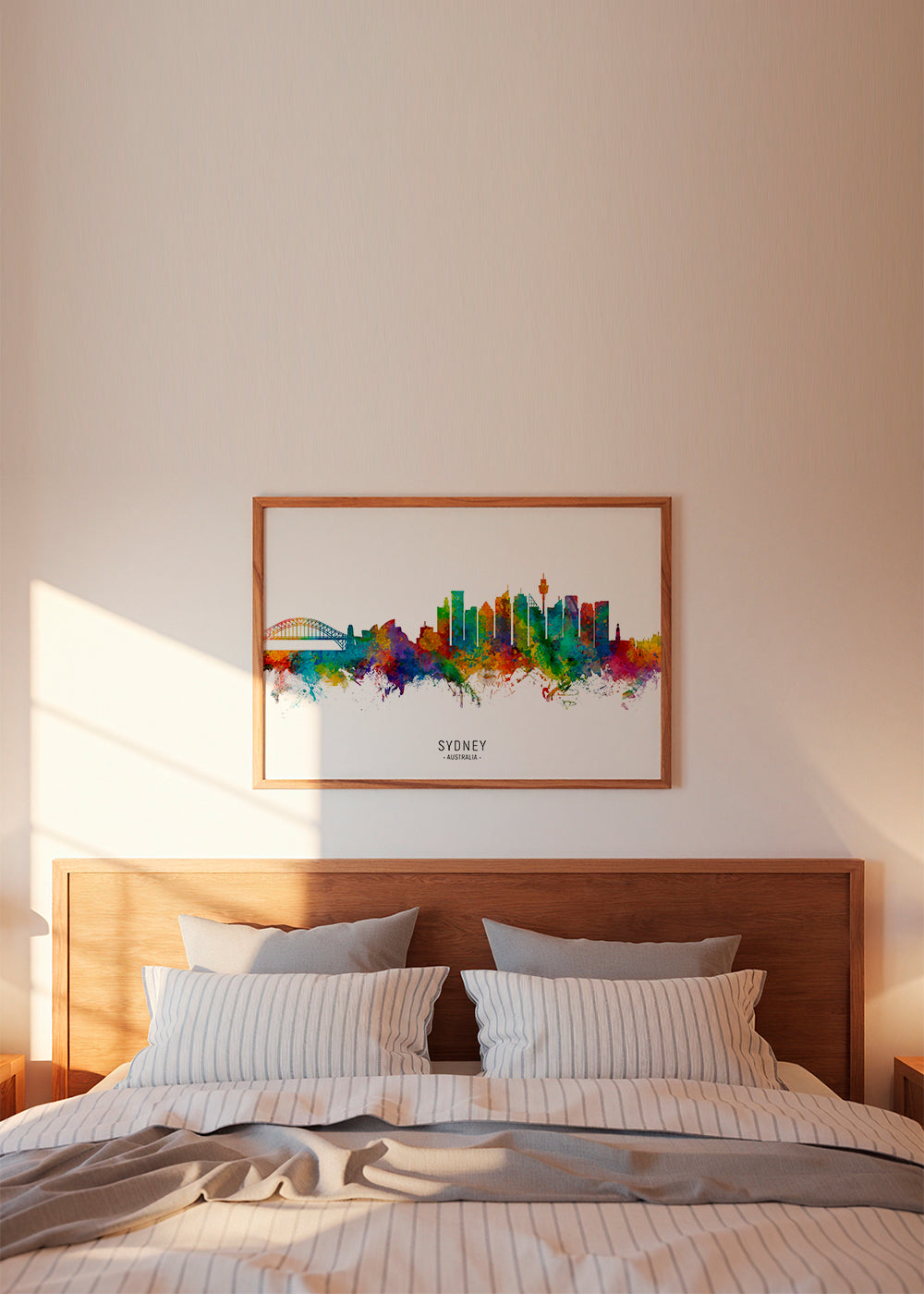 Køkkenkunst: Sydney skyline akvarel i mange farver