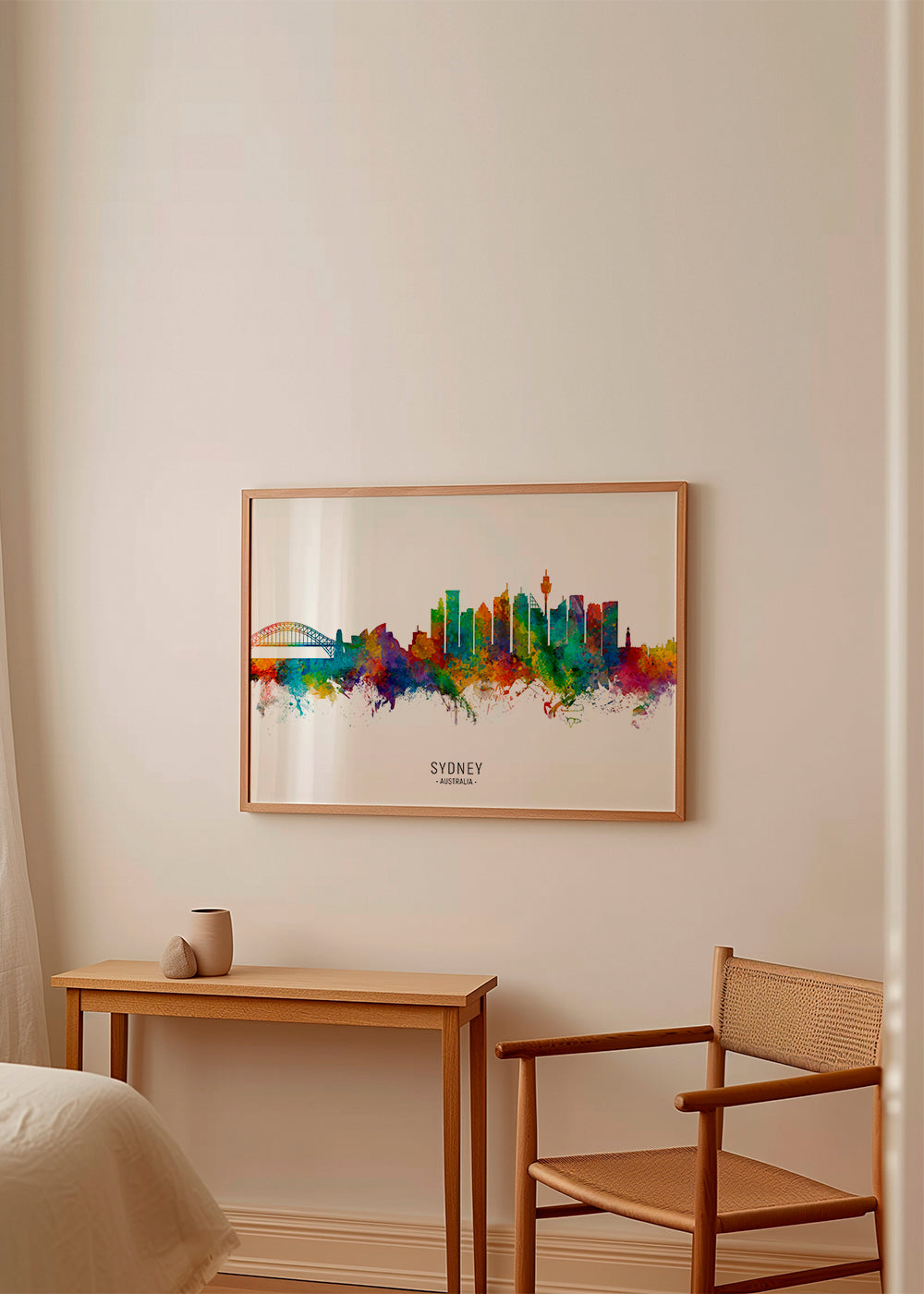 Køkkenkunst: Sydney skyline akvarel i mange farver
