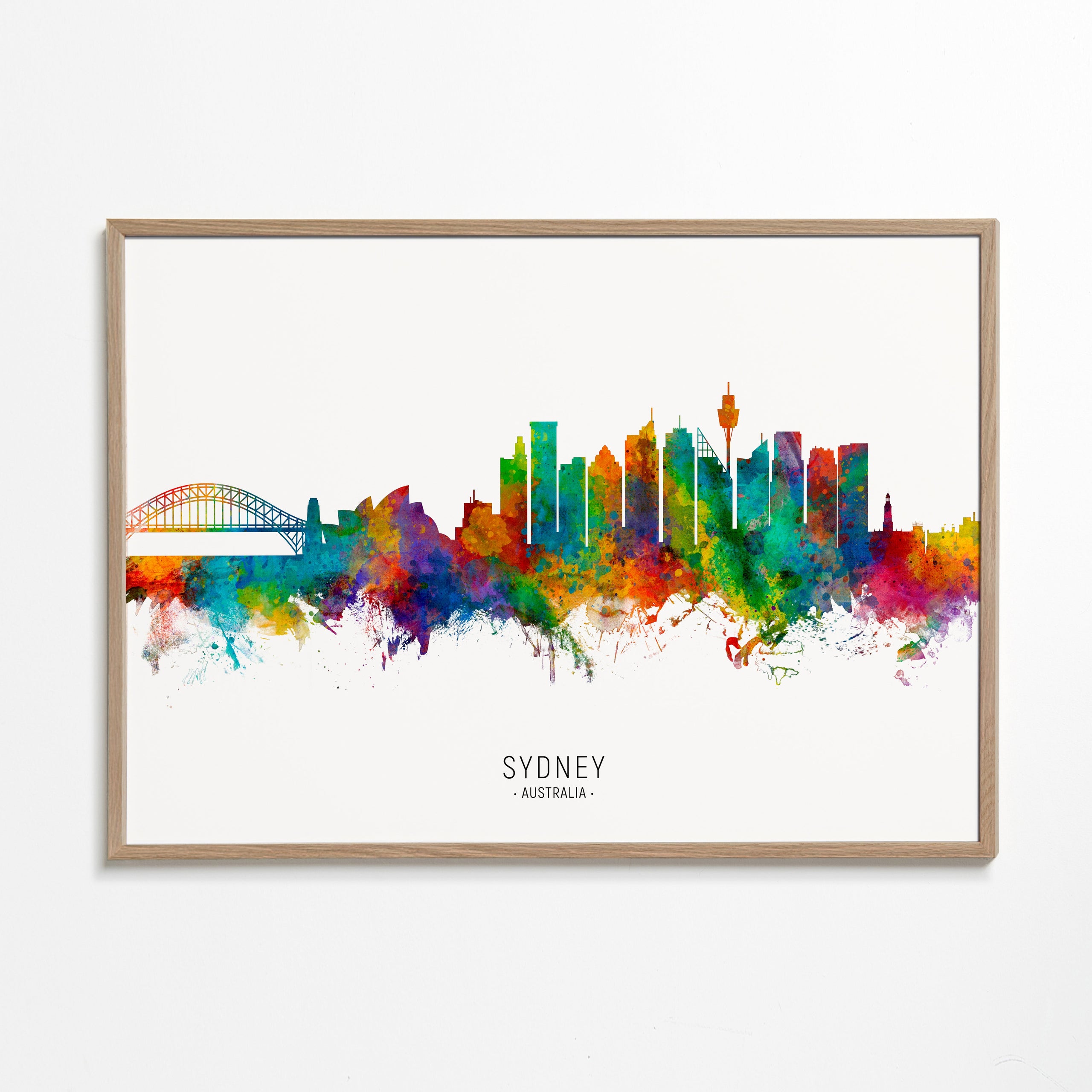 Køkkenkunst: Sydney skyline akvarel i mange farver