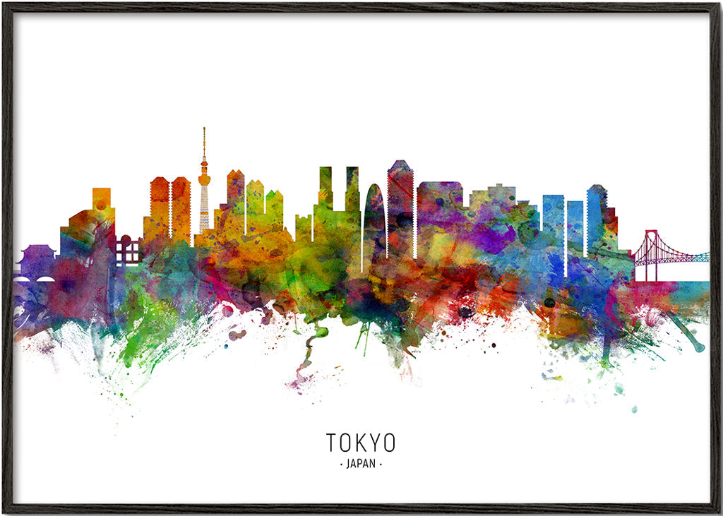 Køkkenkunst Tokyo skyline akvarel