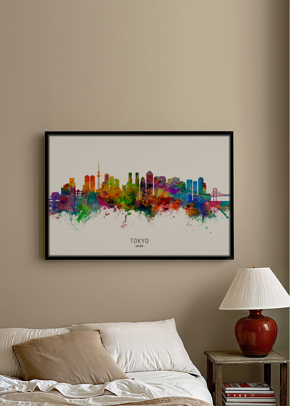 Køkkenkunst Tokyo skyline akvarel