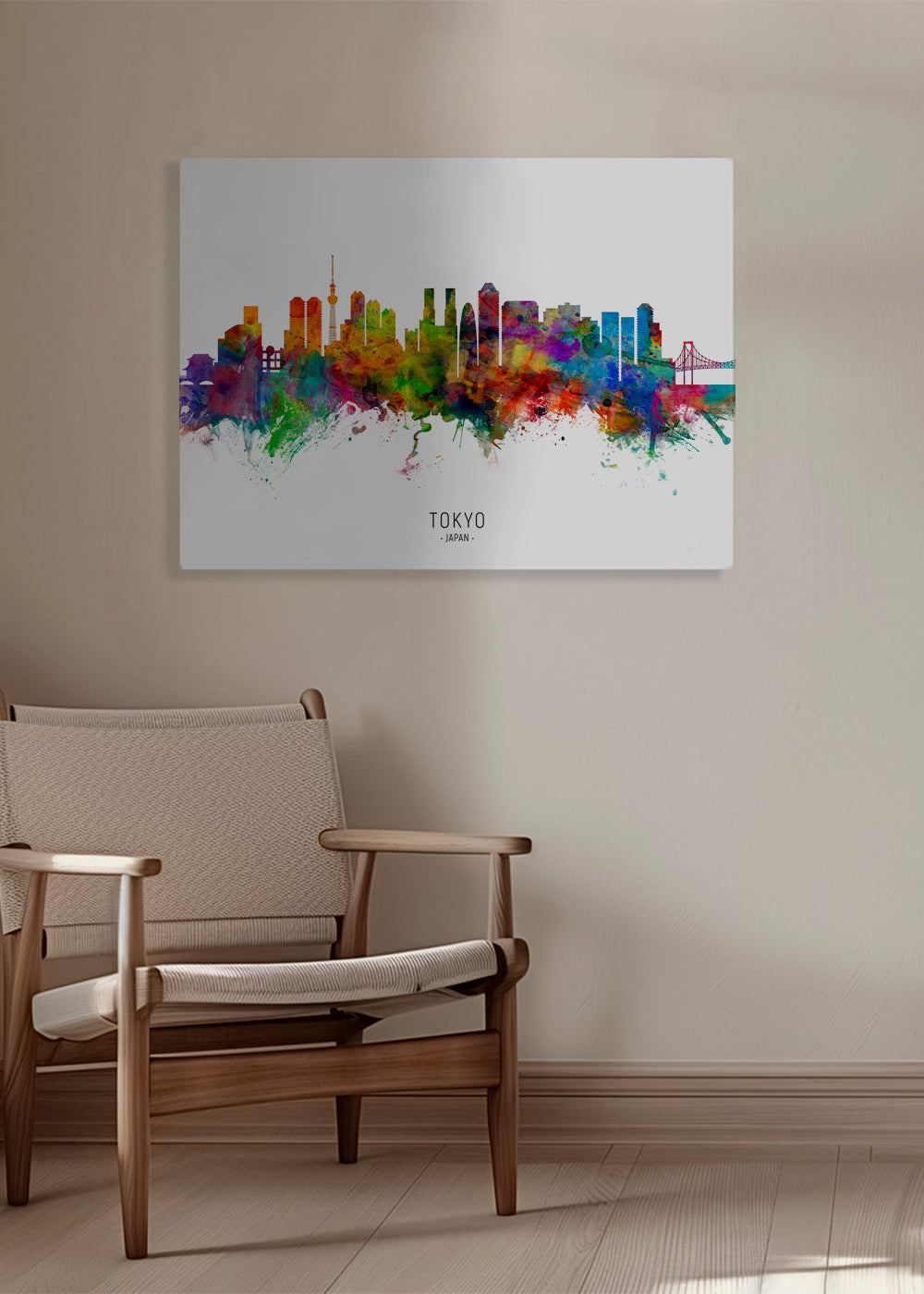 Køkkenkunst Tokyo skyline akvarel