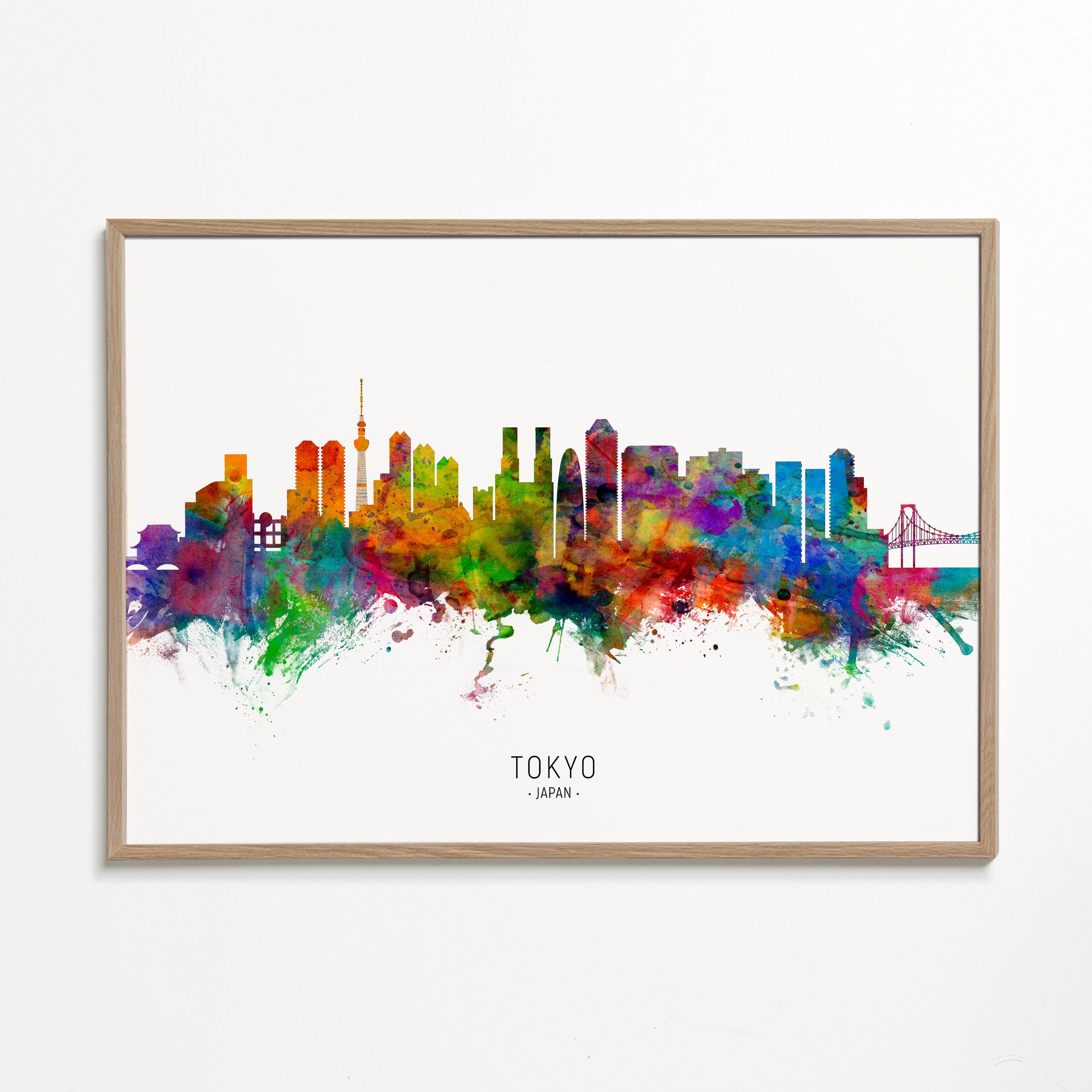 Køkkenkunst Tokyo skyline akvarel