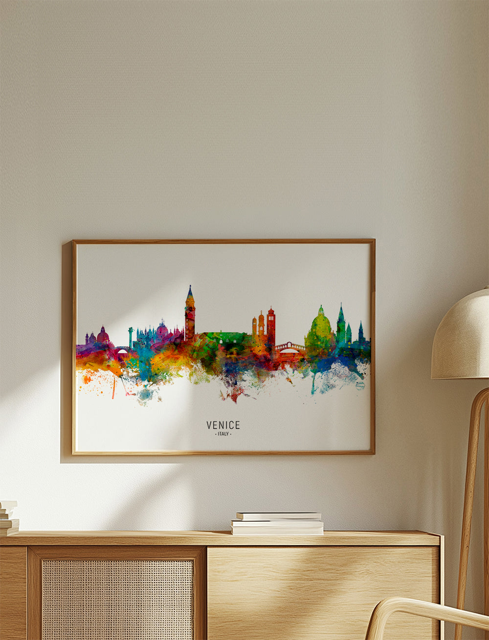 Køkkenkunst: Venedig skyline akvarel i farver