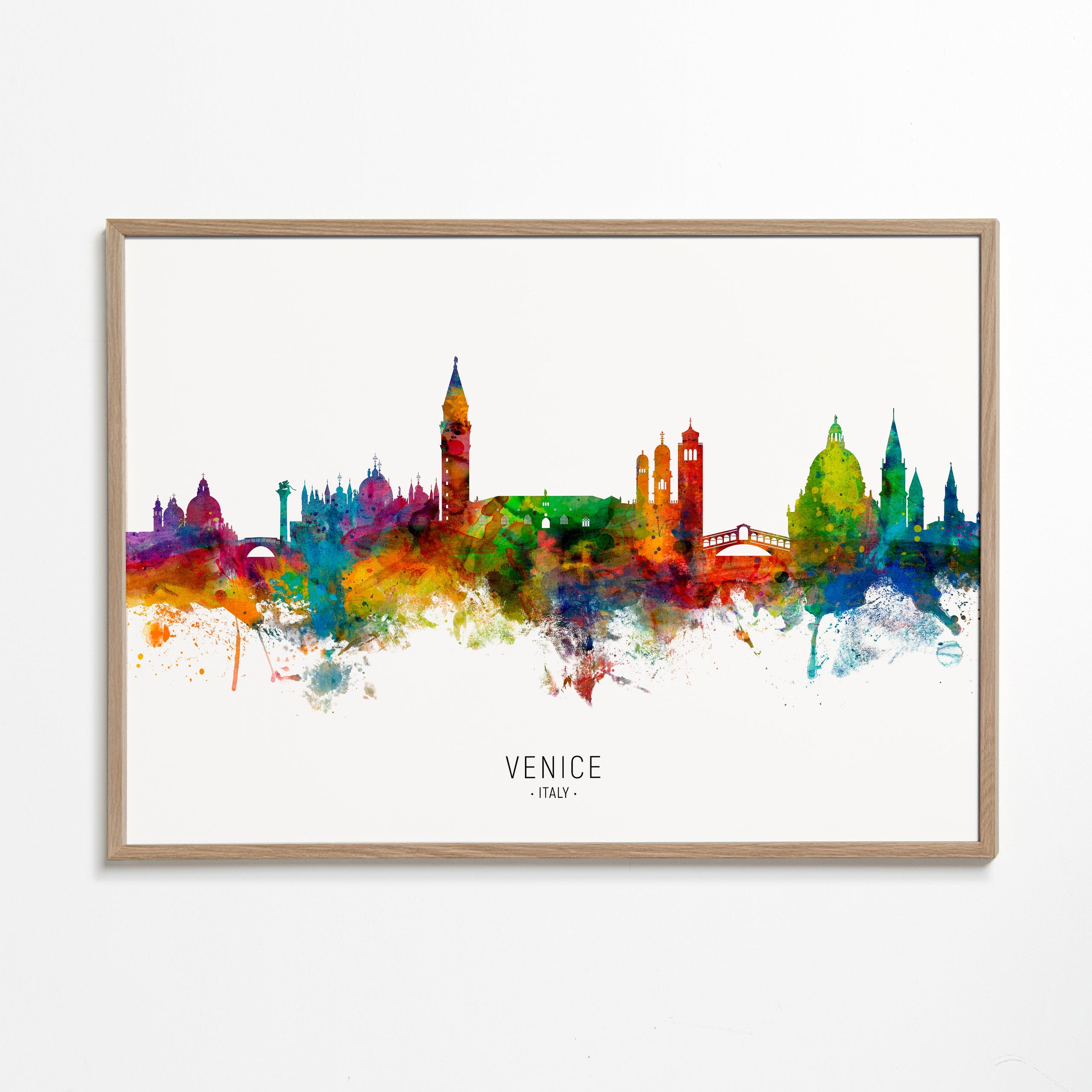 Køkkenkunst: Venedig skyline akvarel i farver
